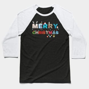 Merry Christmas - with Christmas Patterns Baseball T-Shirt